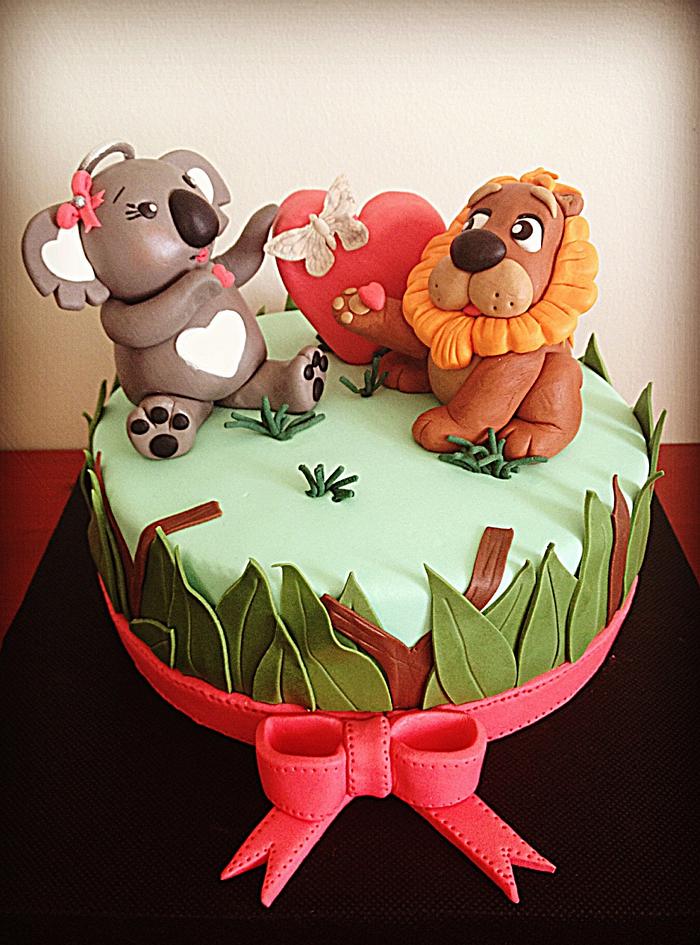 Koala And Lion Decorated Cake By Pinar Aran Cakesdecor 