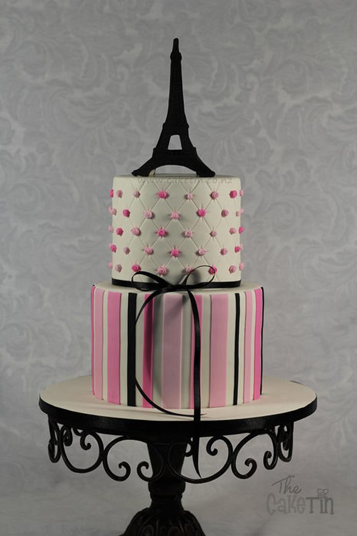 Paris Themed First Birthday cake