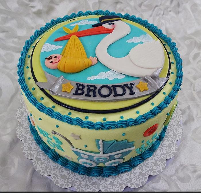 Stork Baby Shower Cake