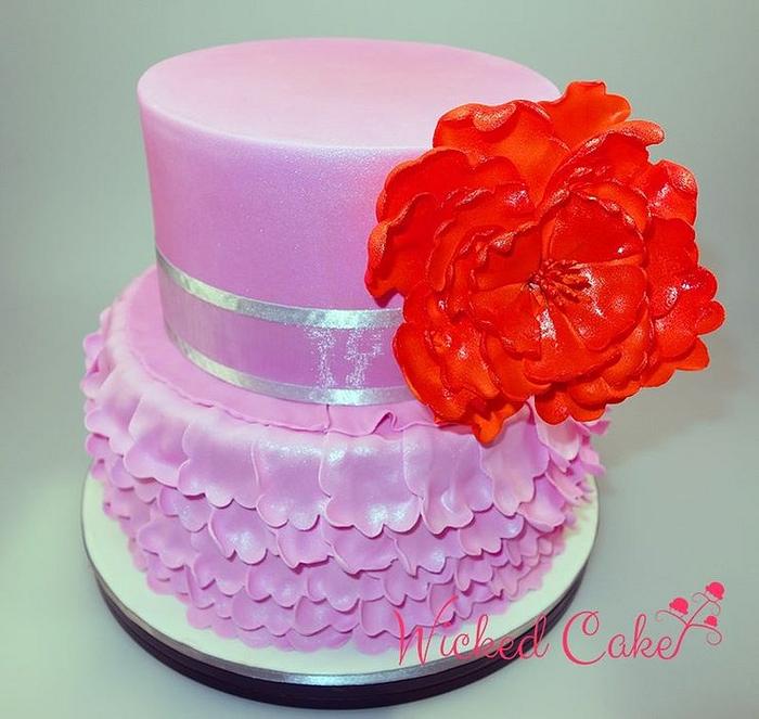 Pink ruffle cake