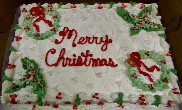 Buttercream wreaths and holly cake