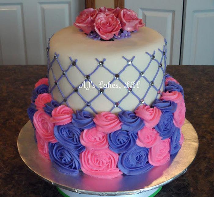 Pink and Purple Rose Cake