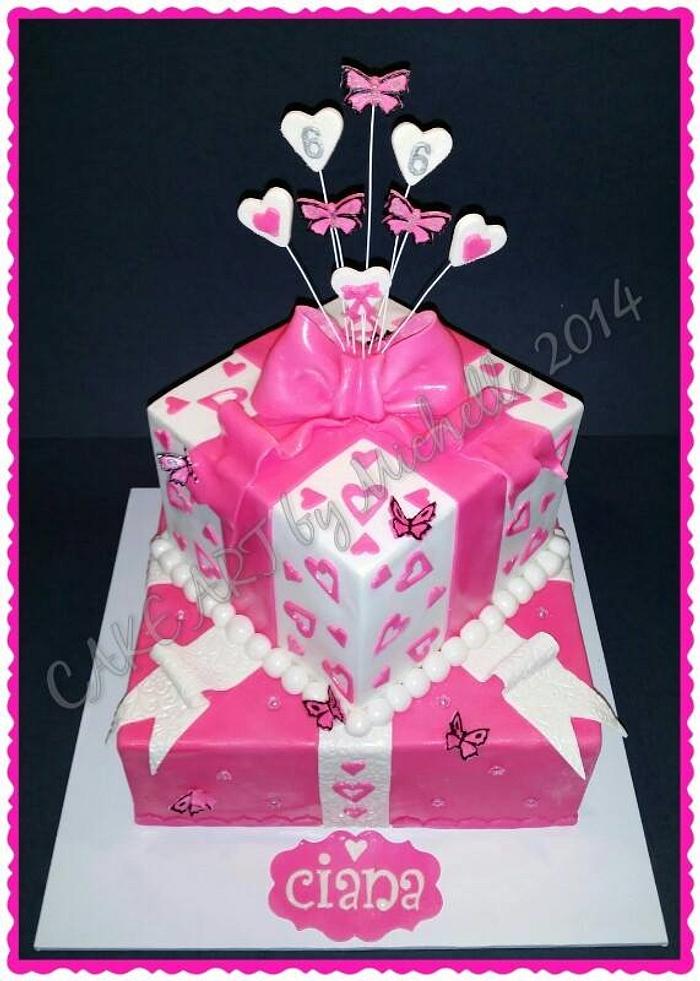 Hearts and Butterflies Present cake