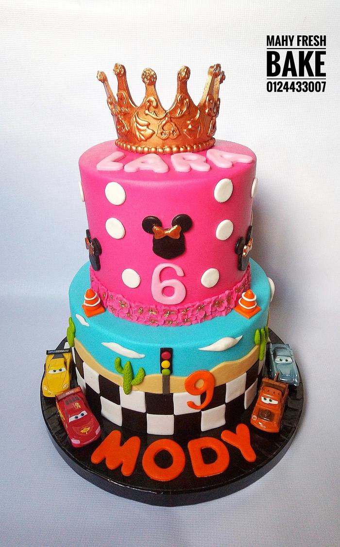 Cars&minnie mouse cake