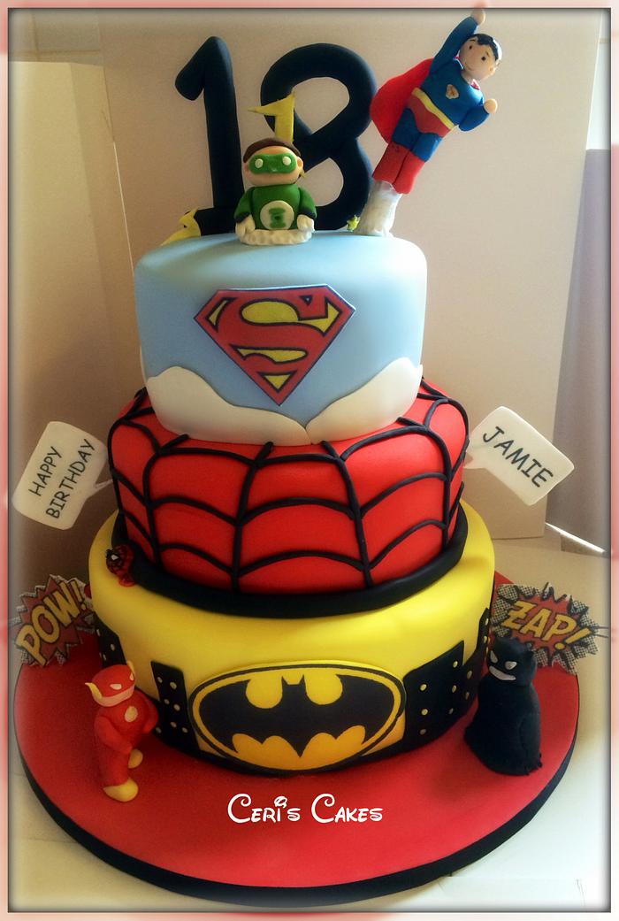 Superman, Spiderman & Batman cake