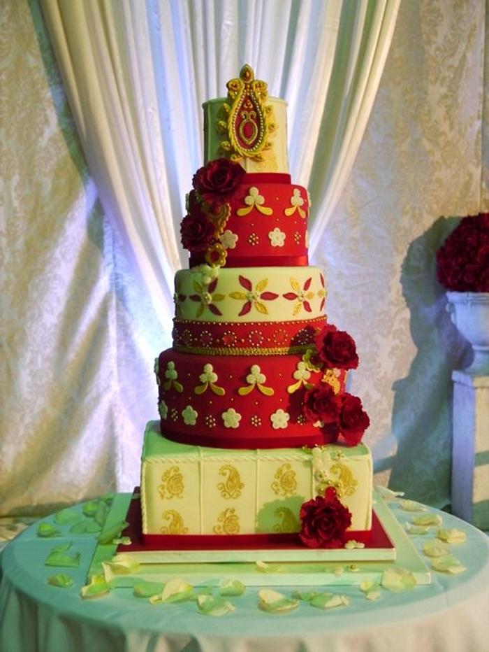 Beaded Velvet wedding cake