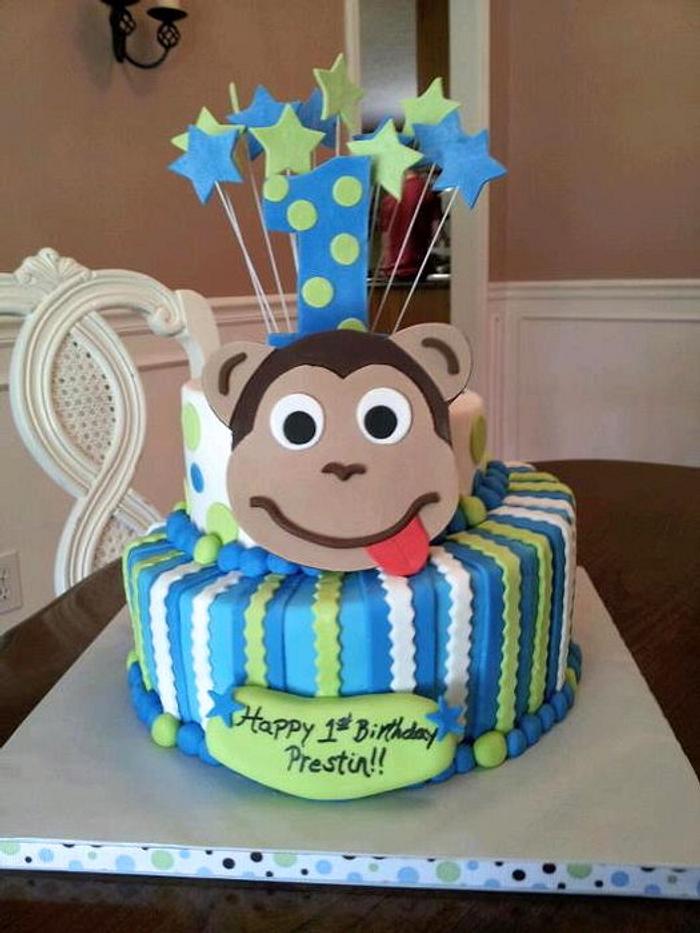 Monkey Face 1st Birthday Cake
