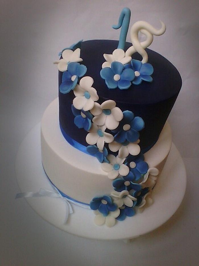 Blue brthtday cake