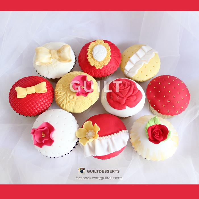 Red, Gold and White Cupcakes