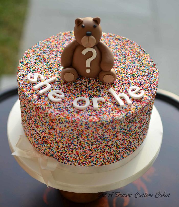 Sprinkle gender reveal cake