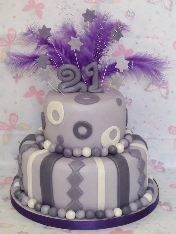 purple 21st birthday cake