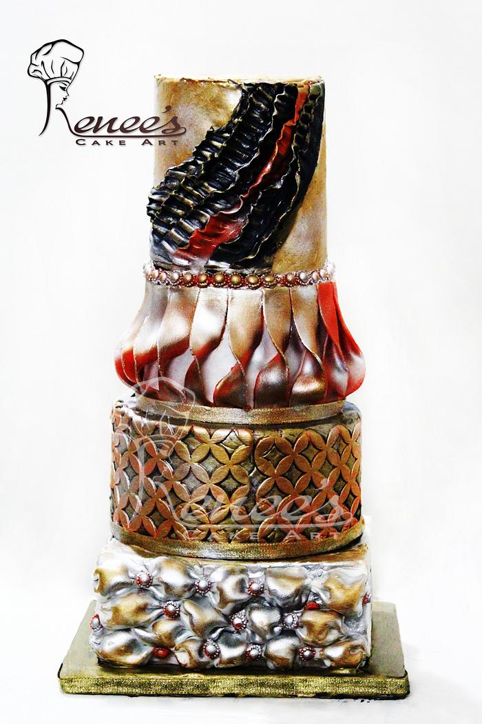 GOLD WEDDING CAKE - Decorated Cake by purbaja - CakesDecor