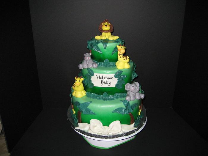 Jungle baby shower cake
