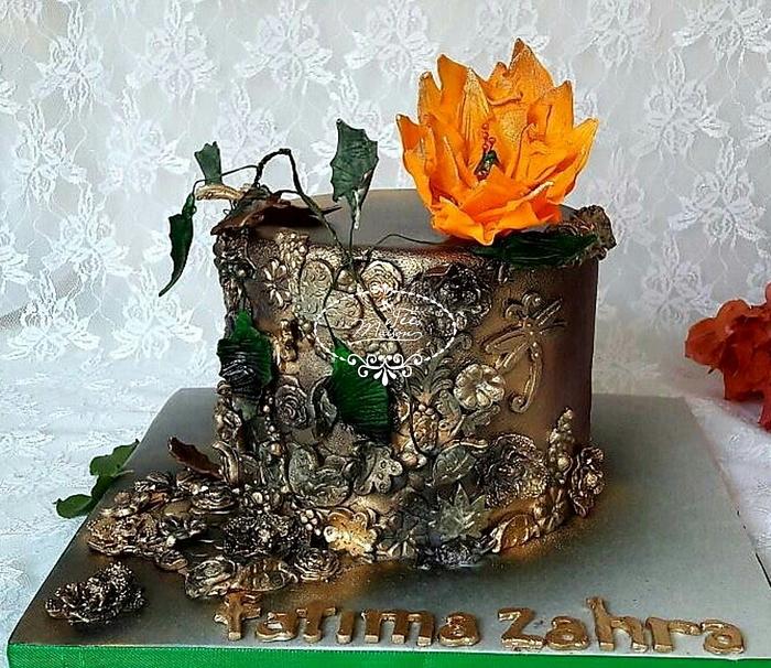 Christening Cake Girl 24 – Double stacked bronze – Heidelberg Cakes