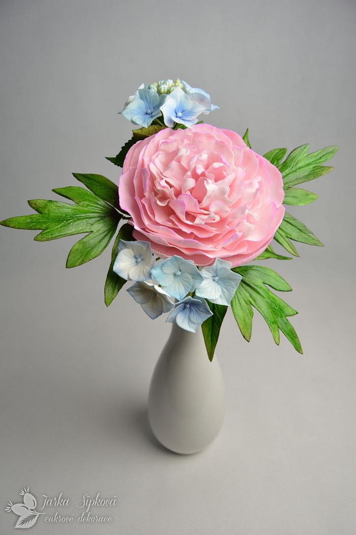 Peony, hydrangea