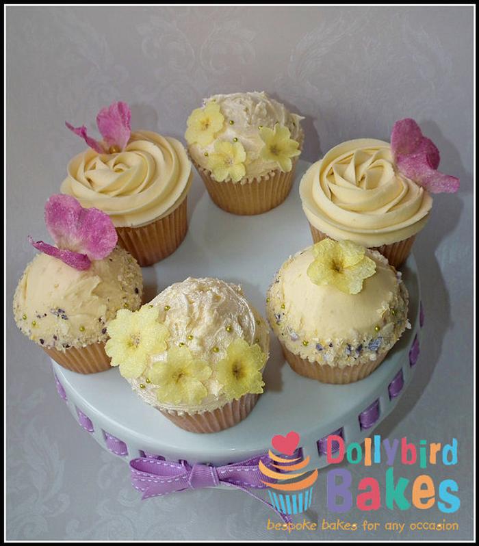 crystallized flower cupcakes 