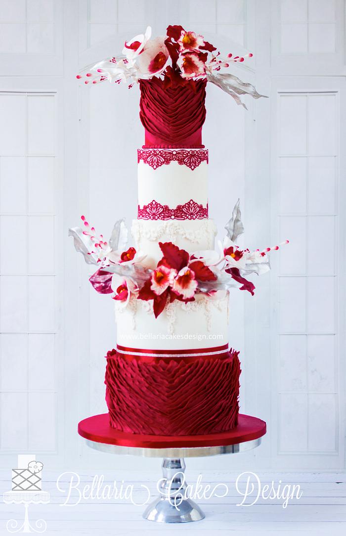 Red passion wedding cake