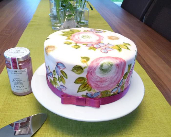 Hand painted birthday cake inspired by Natasha Collins