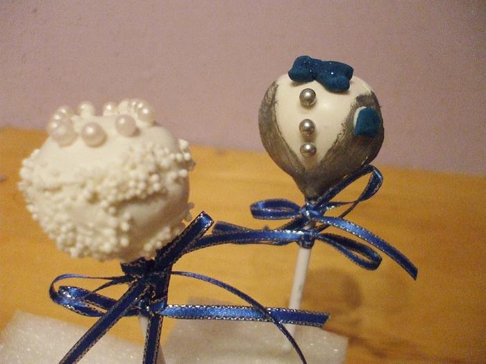 Bride and Groom cake pops