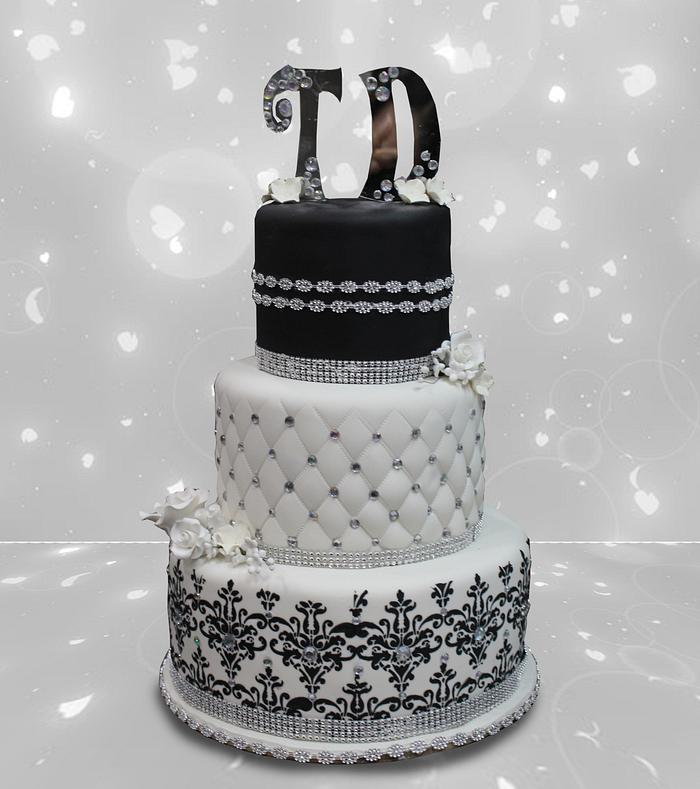 White & Black Tiers with Silver Accents