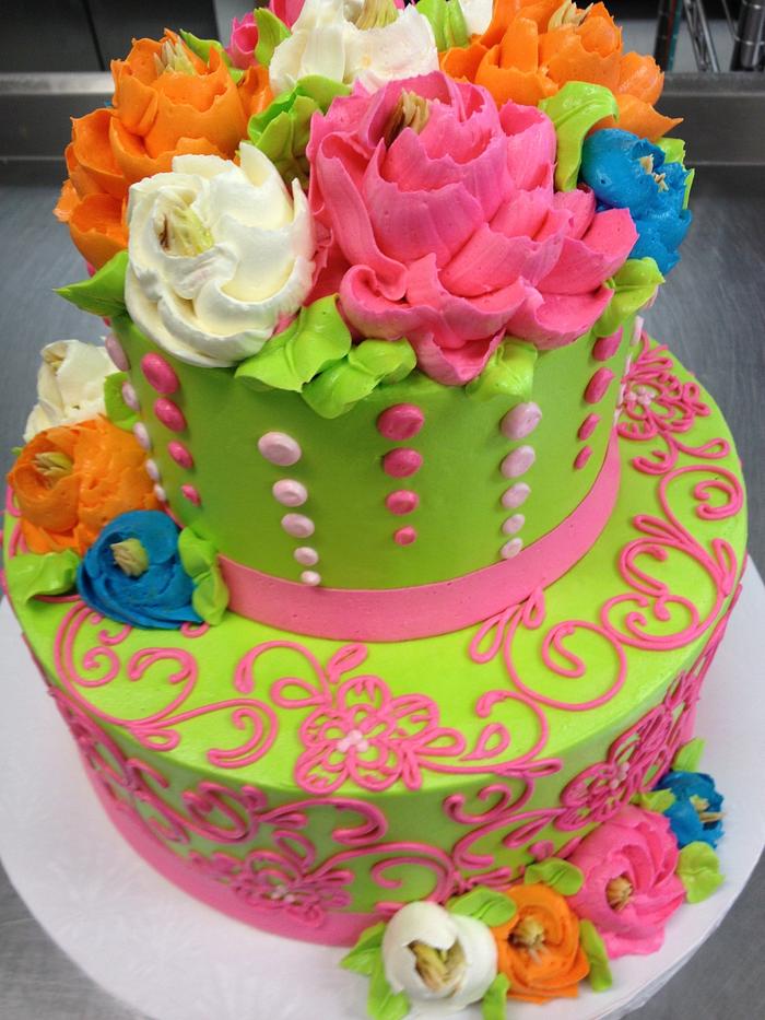 2 tier buttercream birthday cake