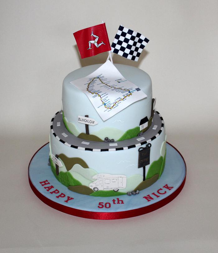 The Isle Of Man TT race course birthday cake