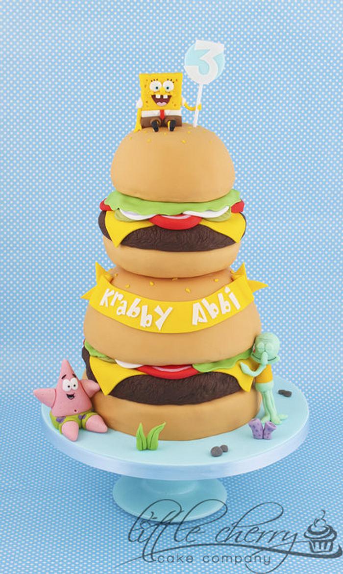 Krabby Patty Tower Spongebob Cake