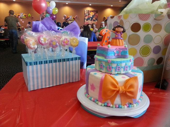  Dora the Explorer cake and cookie pops