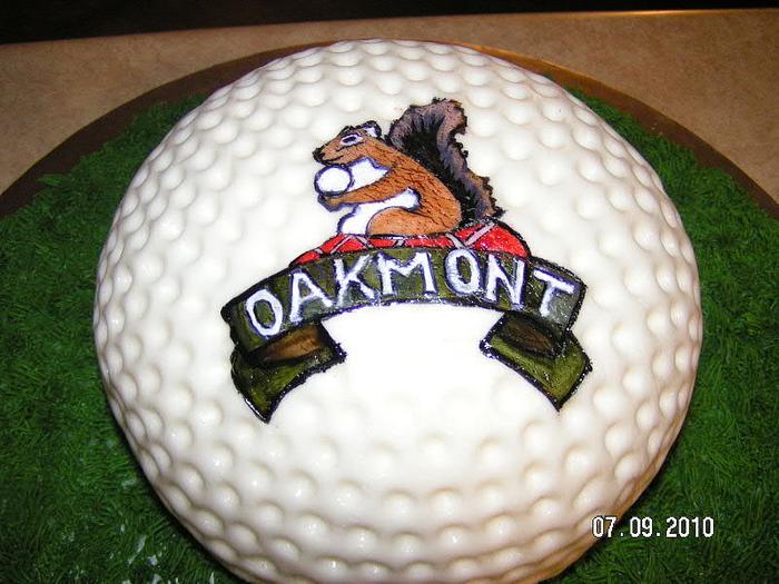 hand painted gigantic golf ball cake
