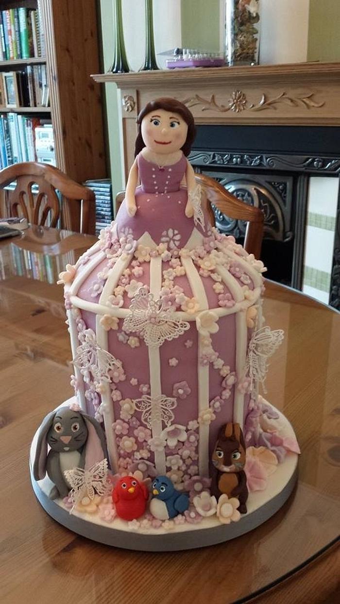 Princess Sofia birdcage birthday cake