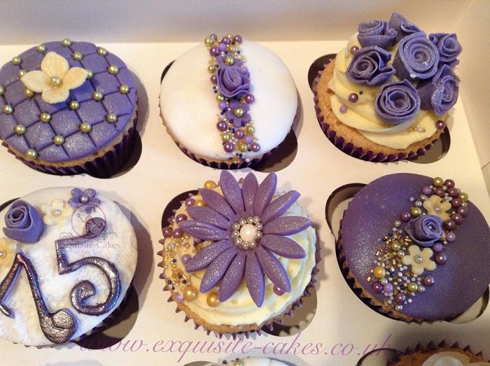 Purple and gold cupcakes for a 75th birthday