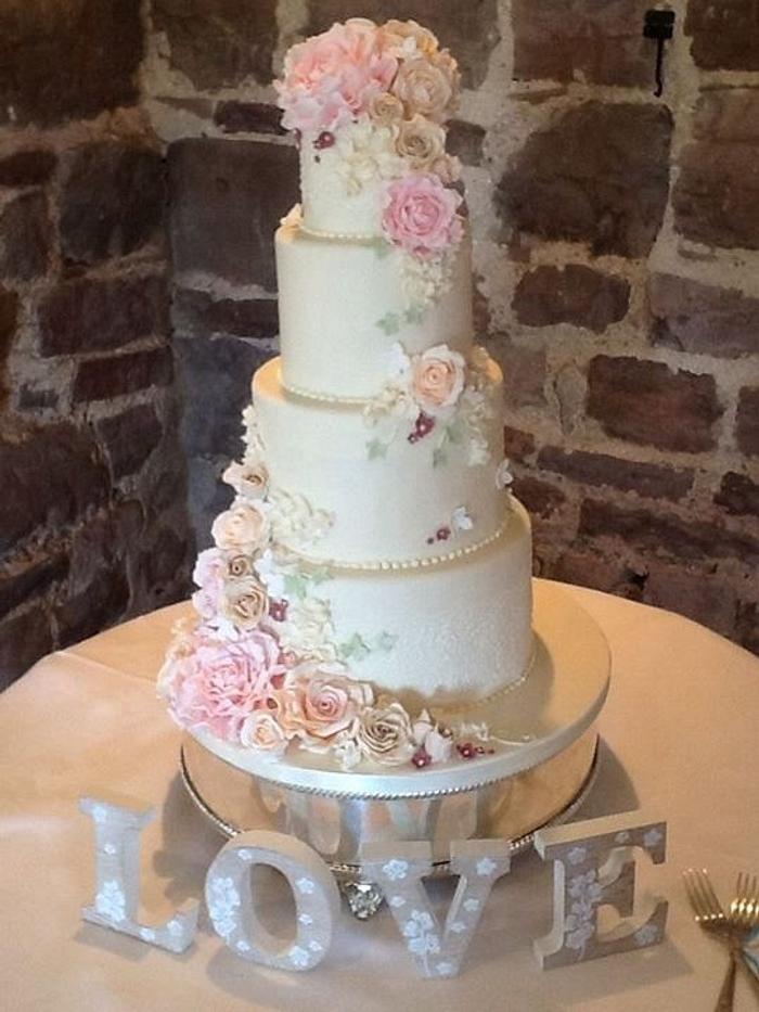 Tickety Boo - Pastel sugar flowers wedding cake