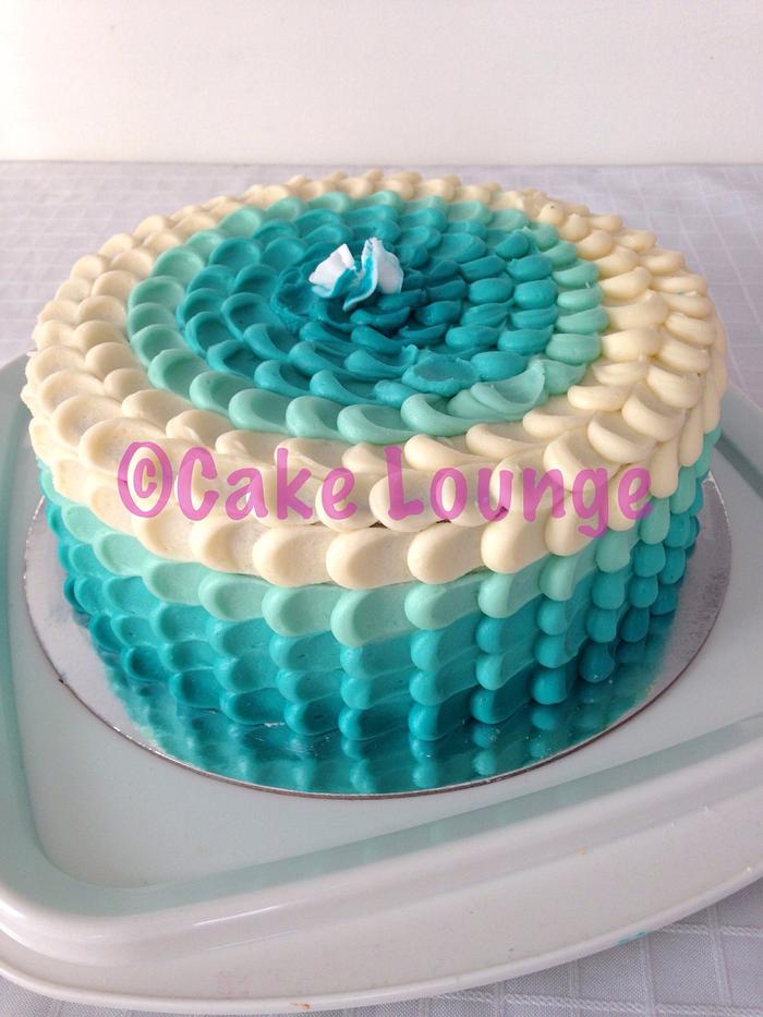 Teal Ombré Petal Cake