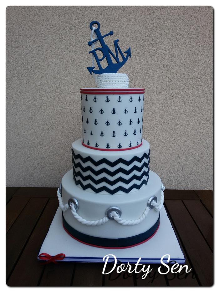 Navy wedding cake