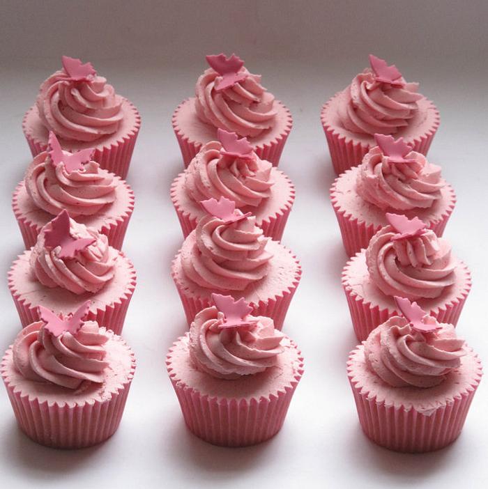 Pink Birthday Butterfly Cupcakes