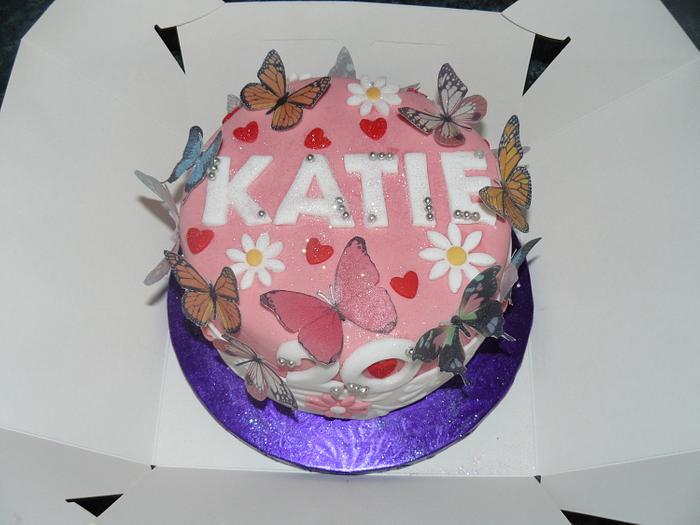 Pretty Pink Butterfly Glitter Cake