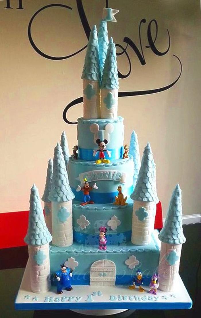 Mickey Mouse Blue Castle Cake 