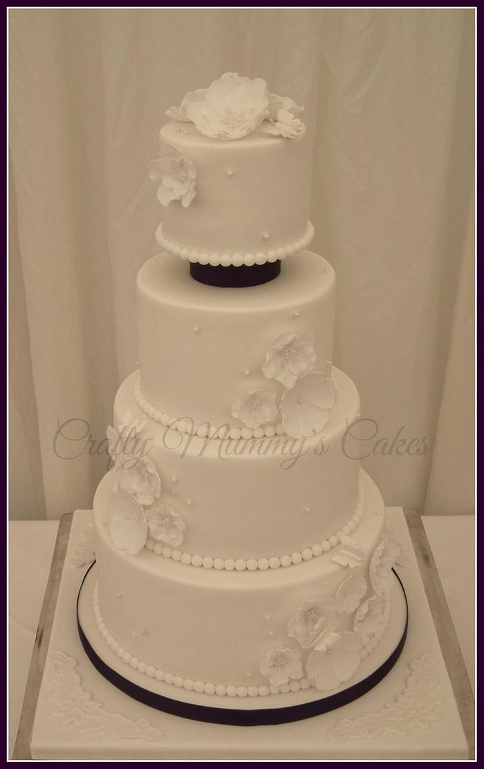Floral White Wedding Cake