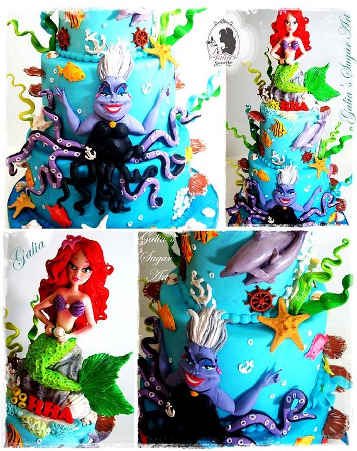Cake with Ursula and Ariel