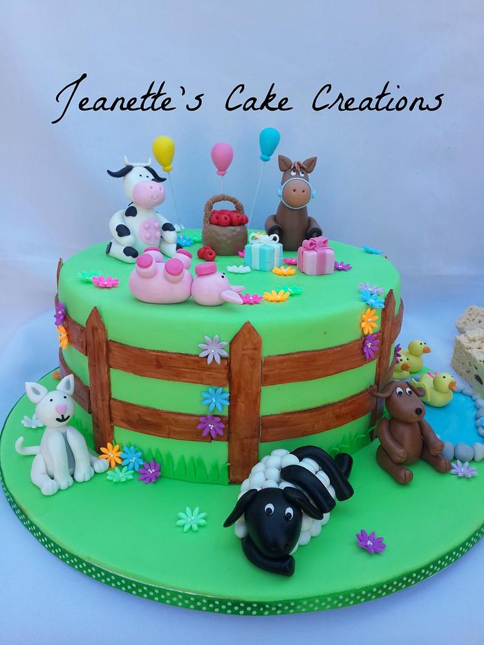 Farm theme cake