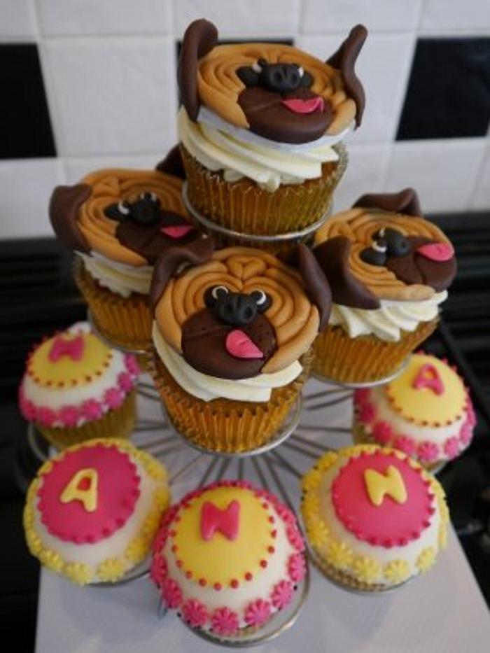 Pug dog cupcakes