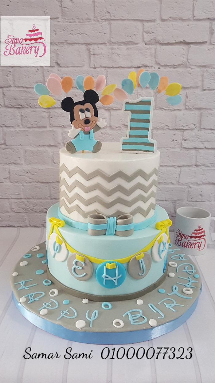 Mickey mouse 1st birthday boy cake - Decorated Cake by - CakesDecor