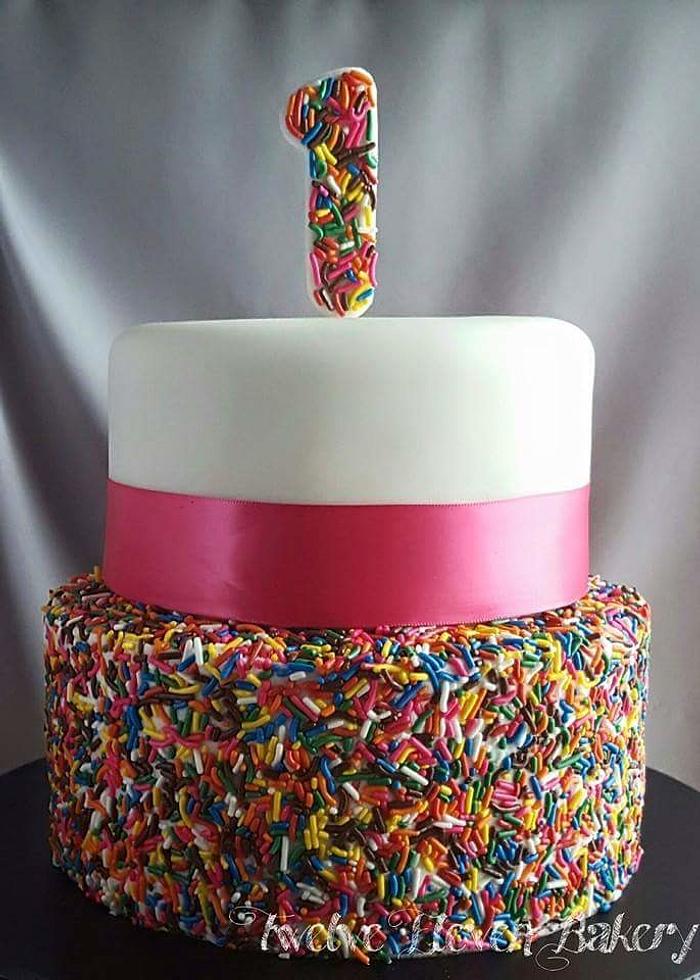 1st Birthday Sprinkle Cake