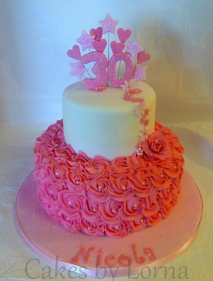Buttercream Roses 30th Birthday Cake