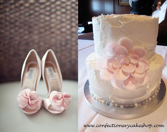 Soft Pink Petal Wedding Cake