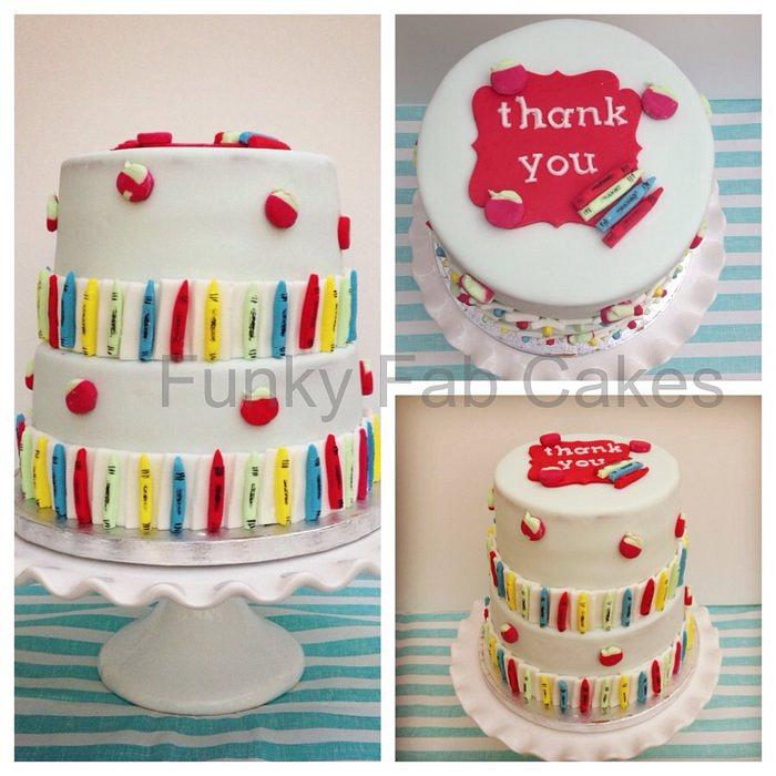 A Thank you teacher themed cake