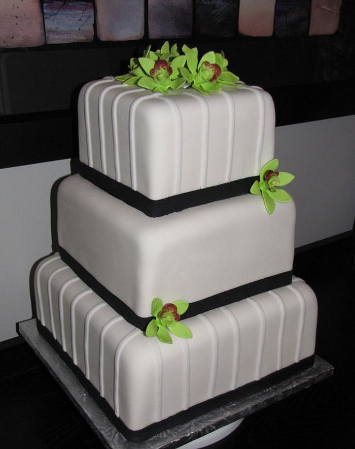 Apple Green Orchid Wedding Cake