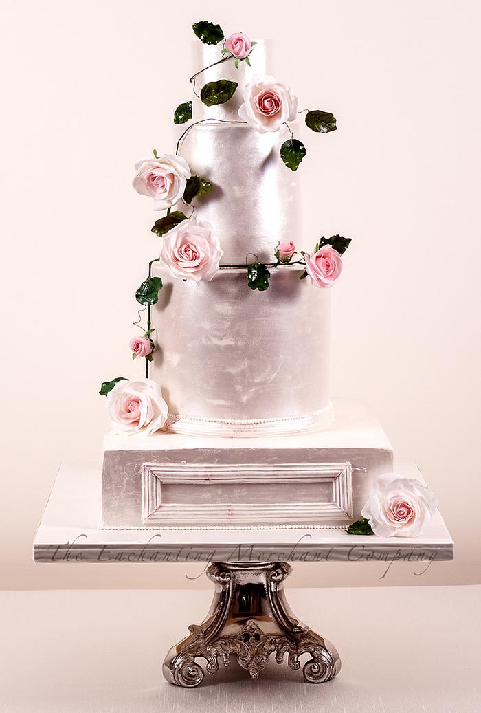 Antique pearl and pink roses