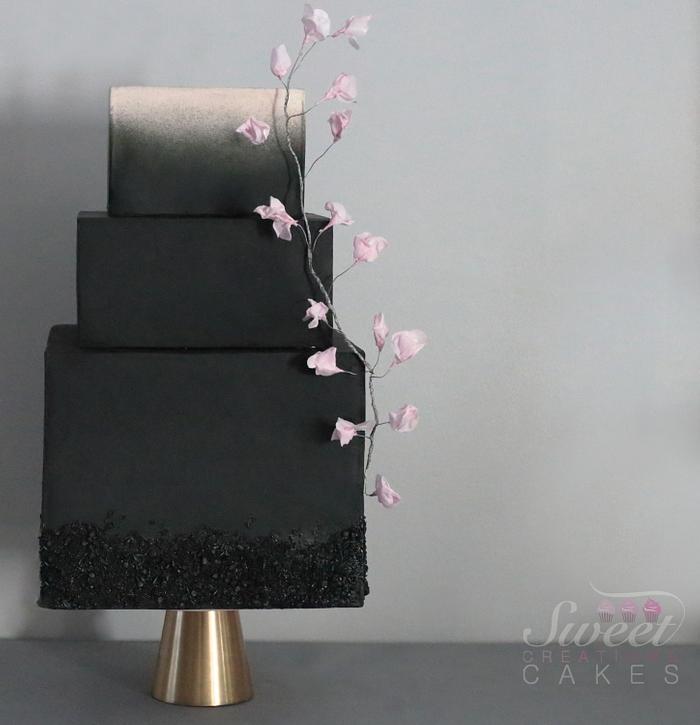 Black modern wedding cake