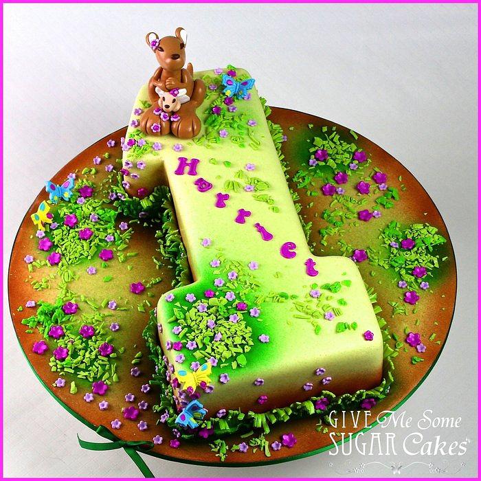 Kangaroo 1st Birthday cake + matching smash cake
